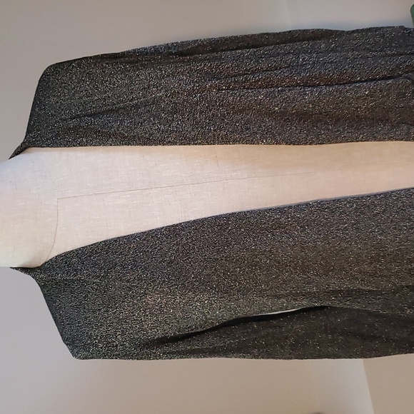Karen Kane Glamerous Black Sparkle Waterfall Cardigan size Large - Picture 2 of 4
